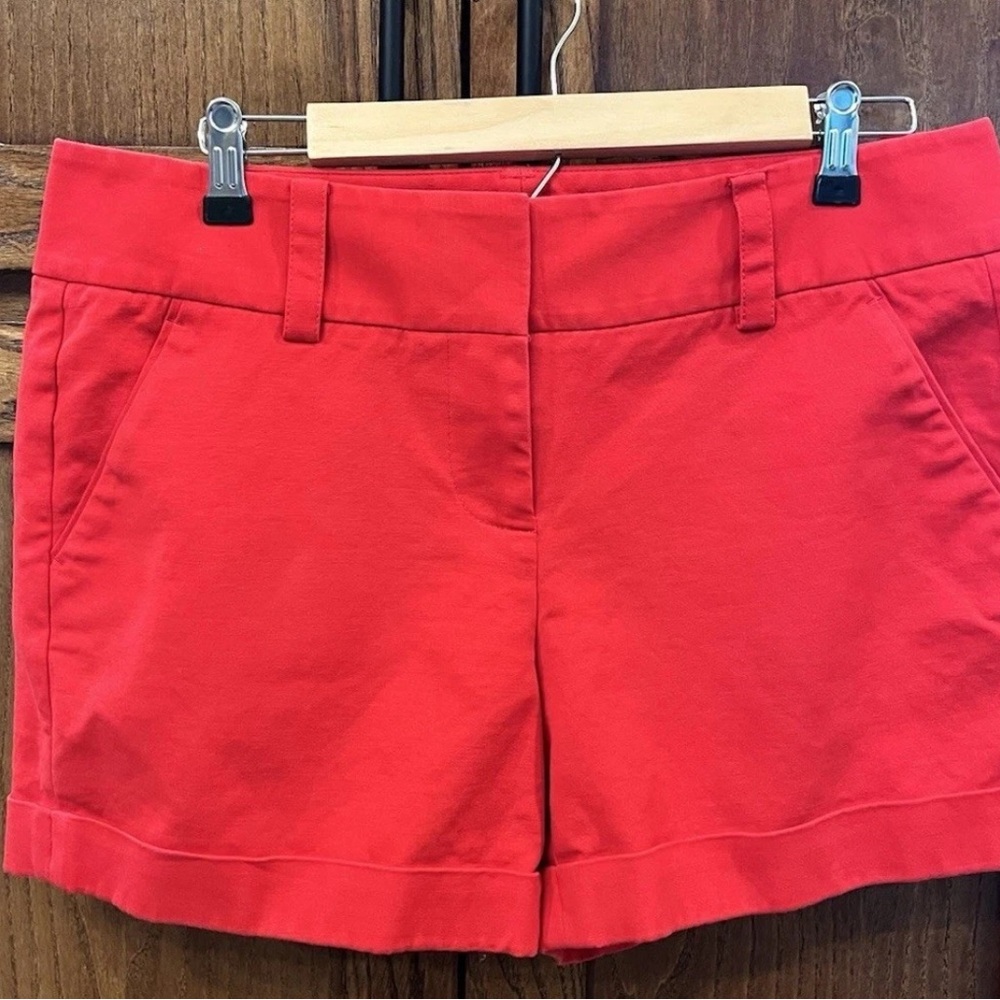 Vince Camuto Womens Shorts Cuffed Mid-rise Mars Red Sz 10